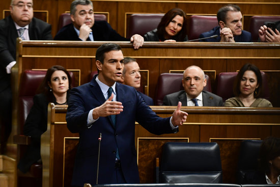 Pedro Sánchez during the congressional debate on January 5, 2019 (by Jordi Vidal)